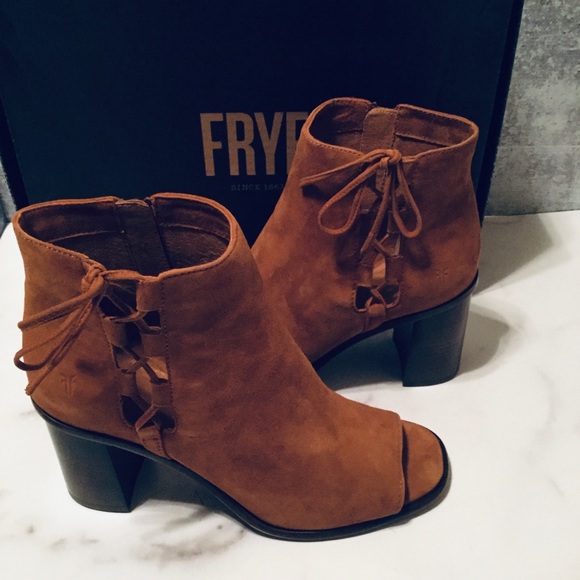 Frye Amy Side Ghillie Open Toe Ankle Boots 9.5 - Picture 3 of 9